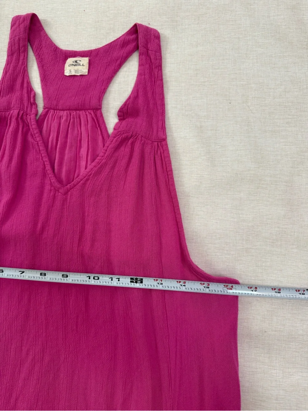 O’Neill Hot Pink V-Neck Sleeveless Crinkle Maxi Dress with Pockets Size S